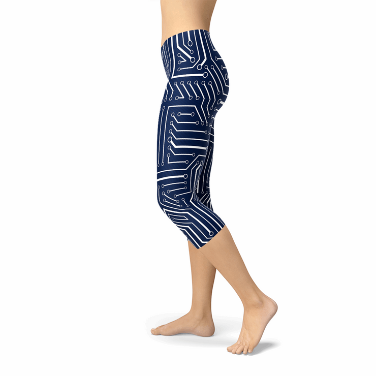 Avesa™ Navy Blue Circuit Capri Leggings