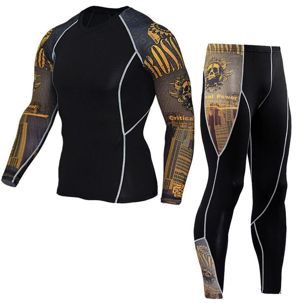 Printed Long Sleeve Gym Suit