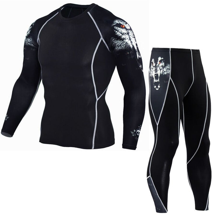 Printed Long Sleeve Gym Suit