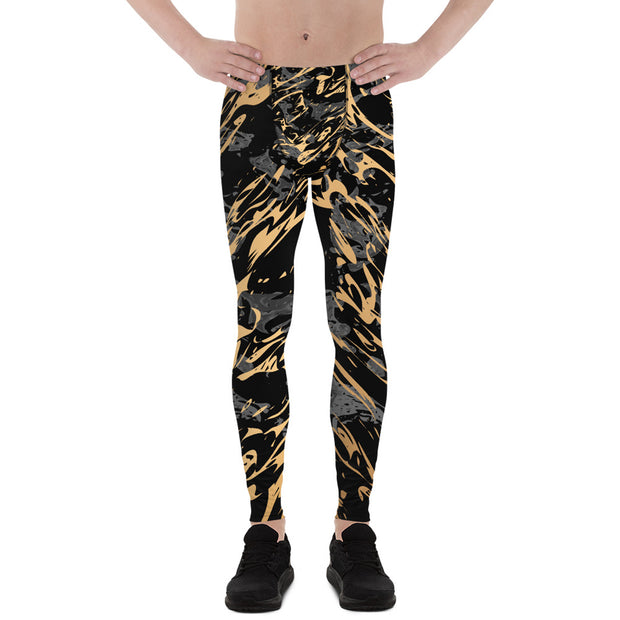 Men Gold Splash & Black Leggings