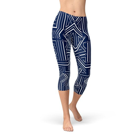 Avesa™ Navy Blue Circuit Capri Leggings