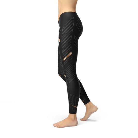 Avesa™ Sports Stripes Black Leggings